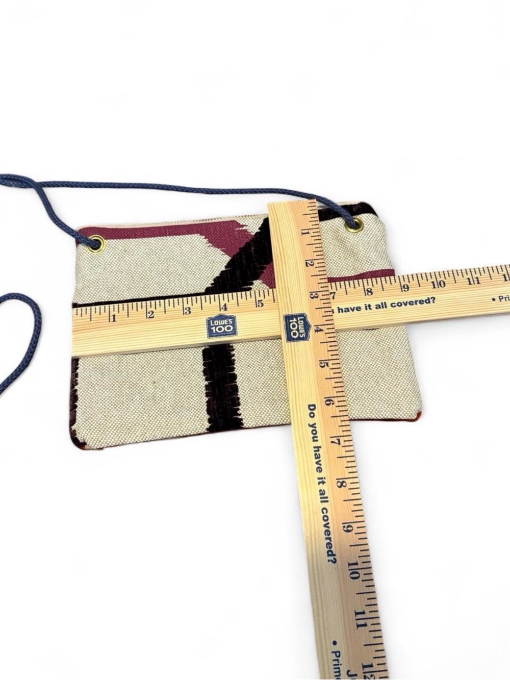 Embroidered Floral Accent Rust Orange Crossbody Bag with Navy Strap - Picture 3 of 5